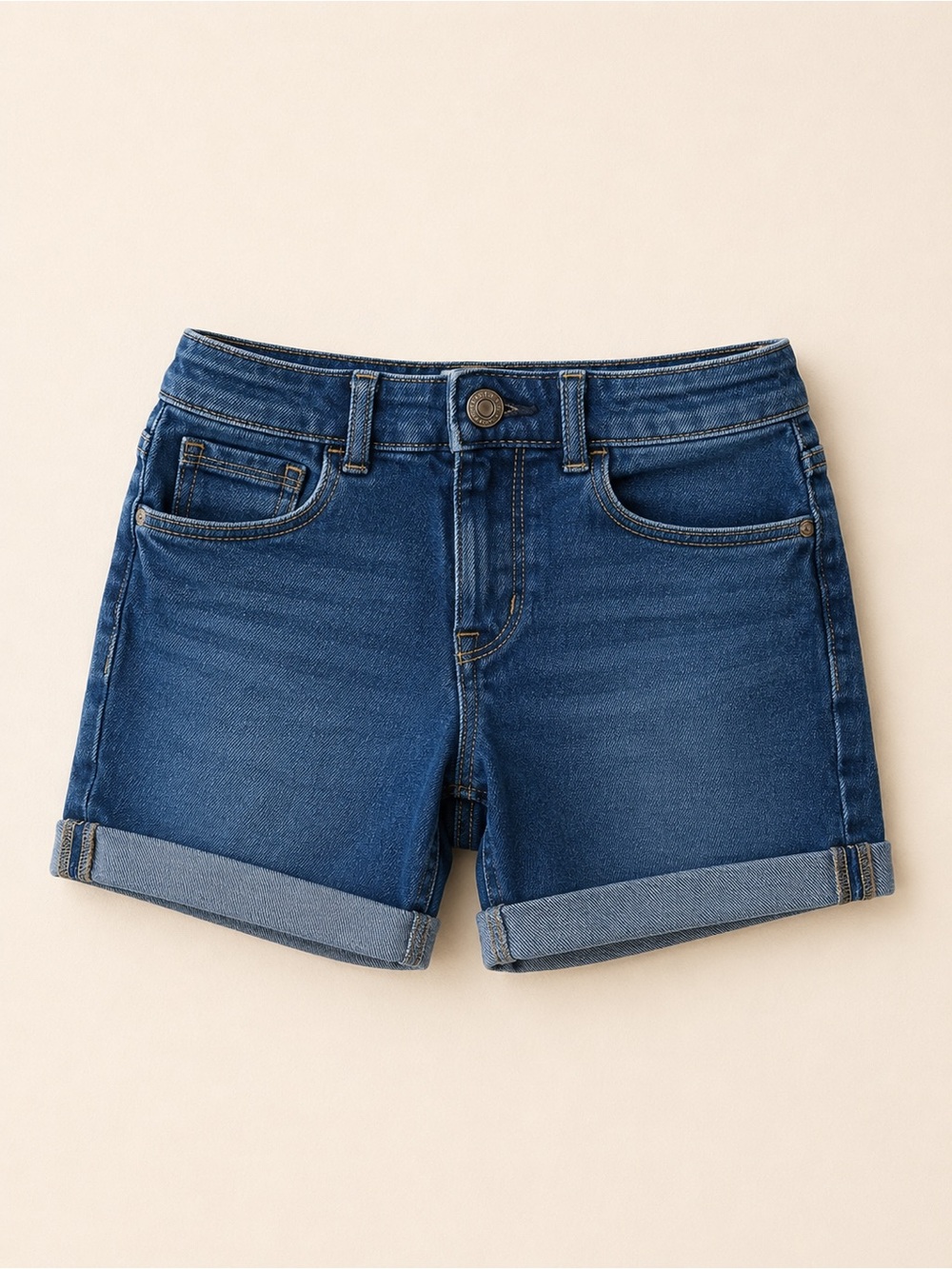 GAP Stretch Midi Dark Blue Rolled-Hem Denim Shorts / Casual Youth Summer Clothes